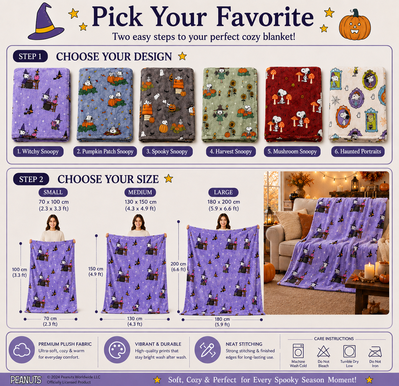 Official Peanuts™ Snoopy Halloween Blanket