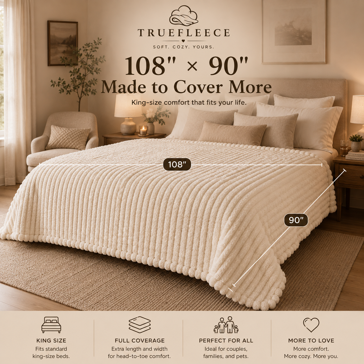 TrueFleece™ Oversized Fuzzy Blanket